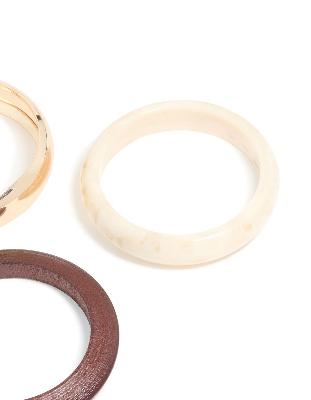 Gold, Wood & Acrylic Bangles 3-Pack