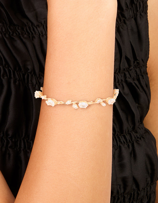 Gold Cubic Zirconia Vine Bracelet