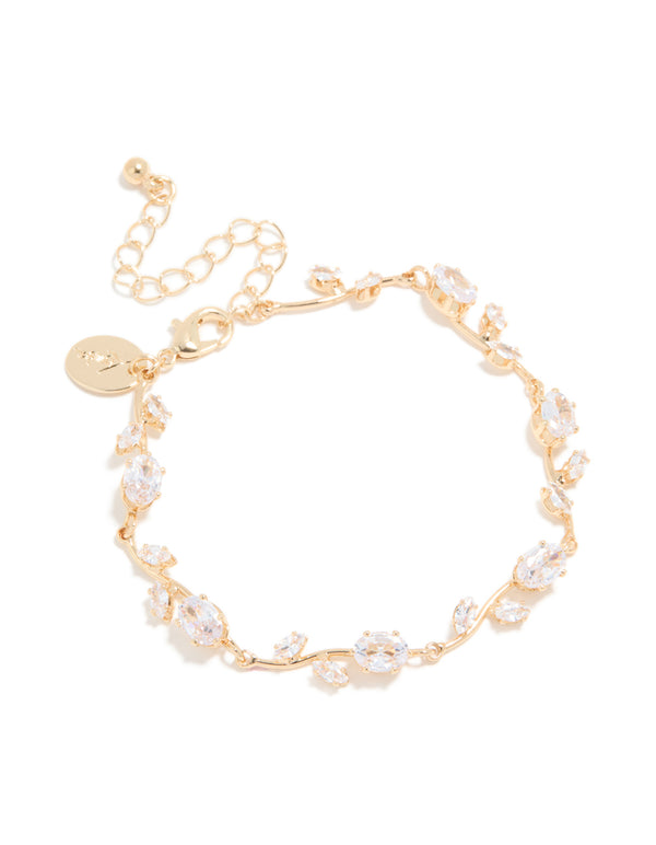 Gold Cubic Zirconia Vine Bracelet
