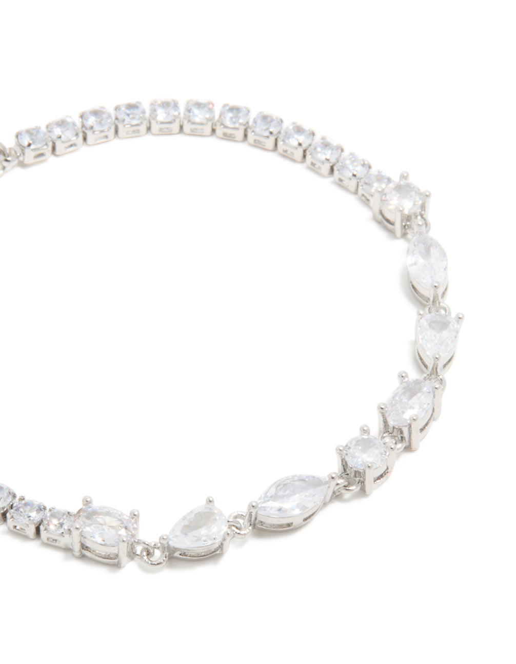 Silver Cubic Zirconia Mixed Shape Bracelet