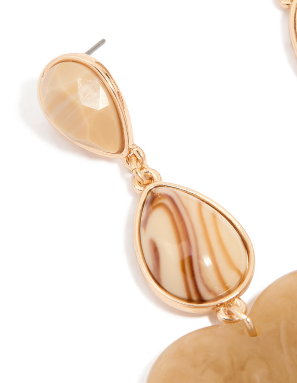 White Acrylic Chunky Hearts Drop Earrings