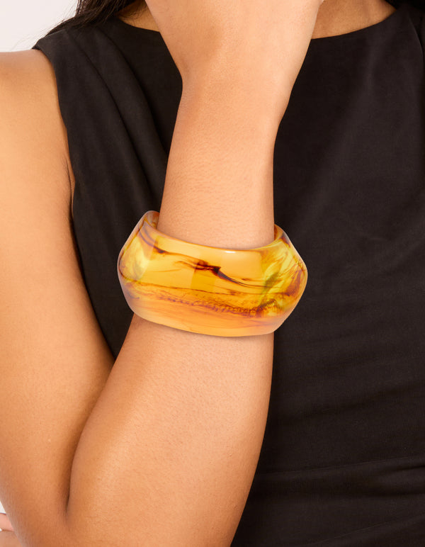 Brown Acrylic Marbled Orb Bangle