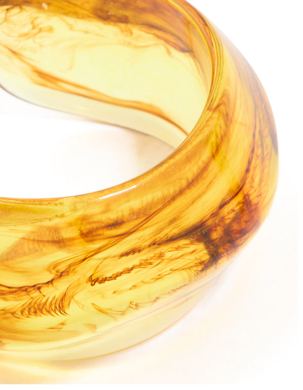 Brown Acrylic Marbled Orb Bangle