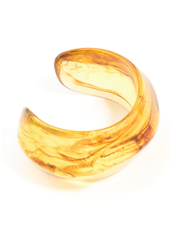 Brown Acrylic Marbled Orb Bangle