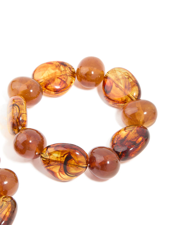Brown Acrylic Beaded Stretch Bracelets 2-Pack