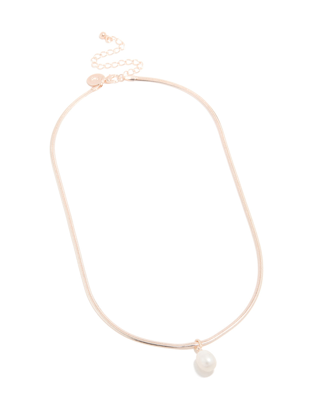 Rose Gold Plated Freshwater Pearl Pendant Snake Chain Necklace