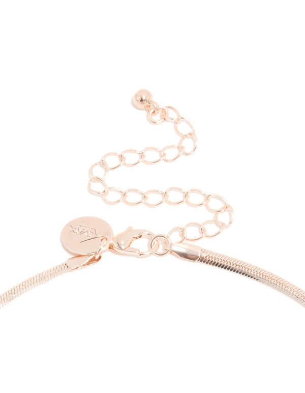 Rose Gold Plated Freshwater Pearl Pendant Snake Chain Necklace
