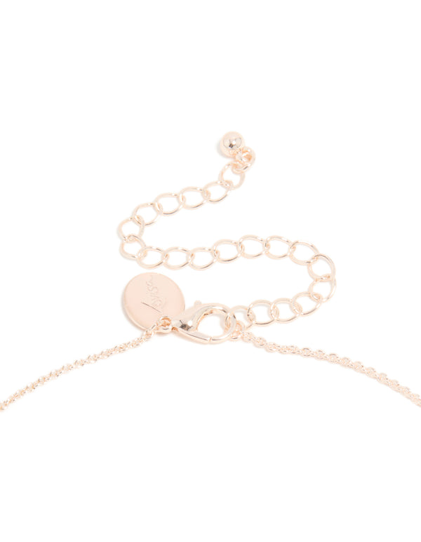 Rose Gold Plated Pink Cubic Zirconia Double Heart Pendant Necklace