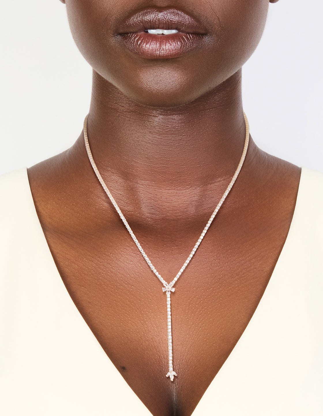 Rose Gold Plated Cubic Zirconia Flower Y-Necklace