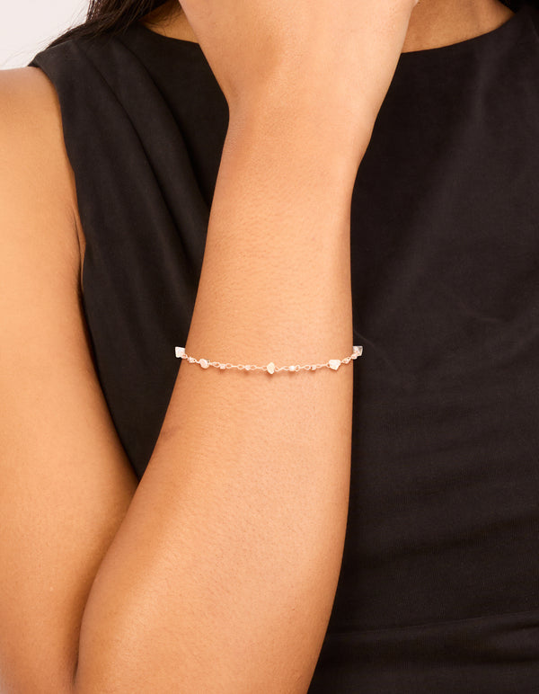 Rose Gold Plated Semi Precious Stone Station Bracelet