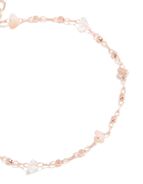Rose Gold Plated Semi Precious Stone Station Bracelet