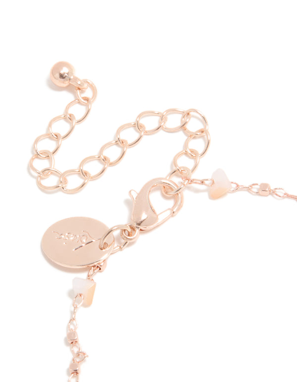 Rose Gold Plated Semi Precious Stone Station Bracelet