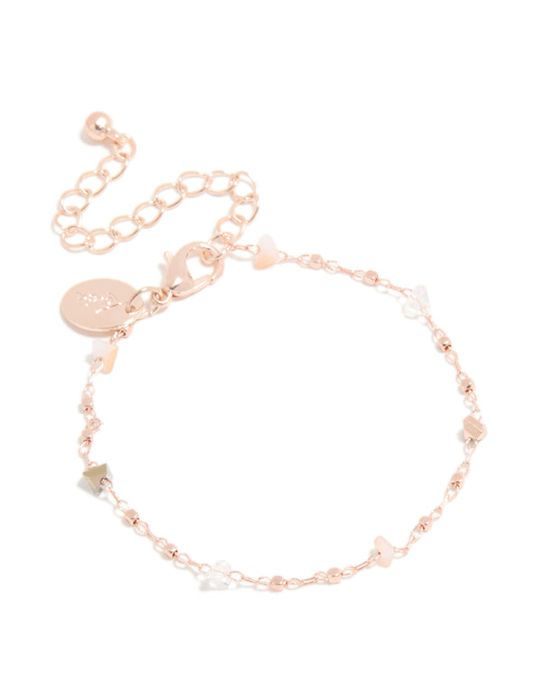 Rose Gold Plated Semi Precious Stone Station Bracelet
