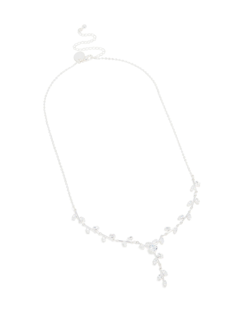 Silver Plated Cubic Zirconia Dainty Spaced Vine Necklace