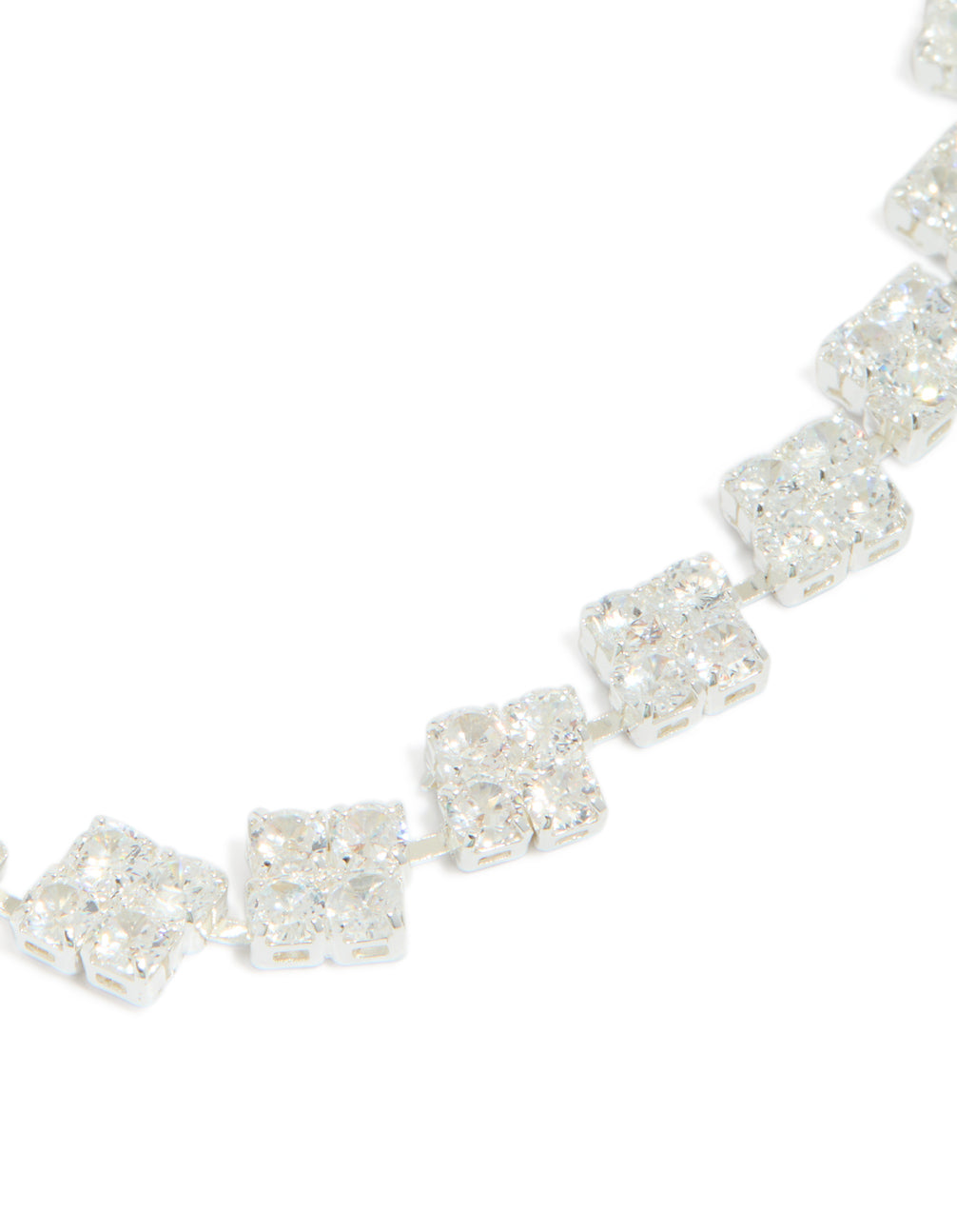 Silver Plated Cubic Zirconia Flower Detail Toggle Bracelet
