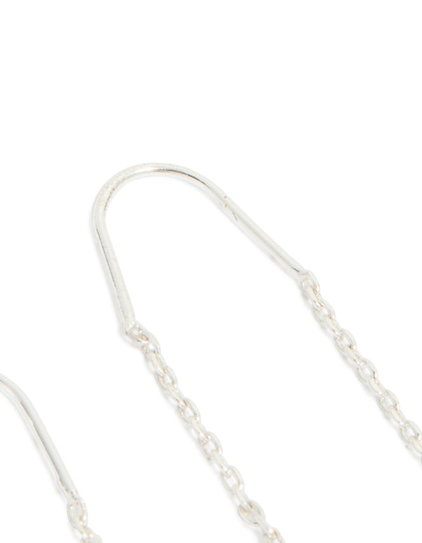 Silver Plated Cubic Zirconia Butterfly Thread Through Earrings