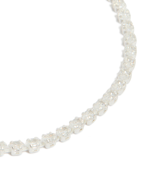 Silver Plated Cubic Zirconia Oval Tennis Bracelet