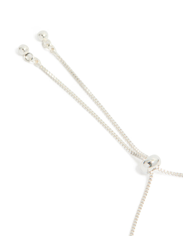 Silver Plated Blue Cubic Zirconia Teardrop Toggle Bracelet