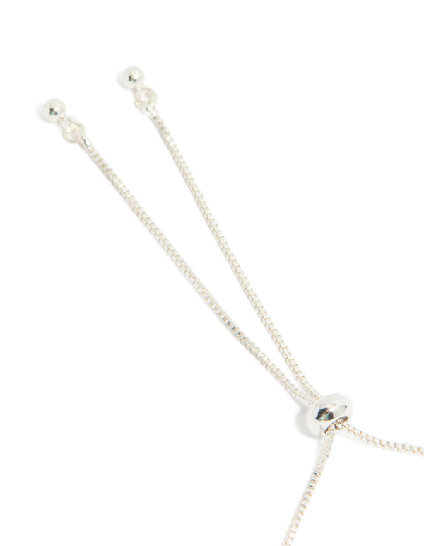 Silver Plated Cubic Zirconia Stone Flower Toggle Bracelet