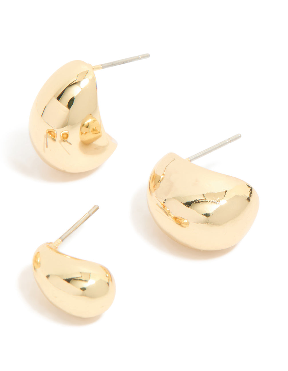 Gold Plated Brass Mixed Teardrop Earrings 2-Pack