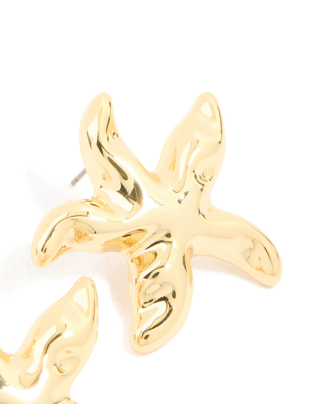 Gold Plated Brass Molten Starfish Stud Earrings