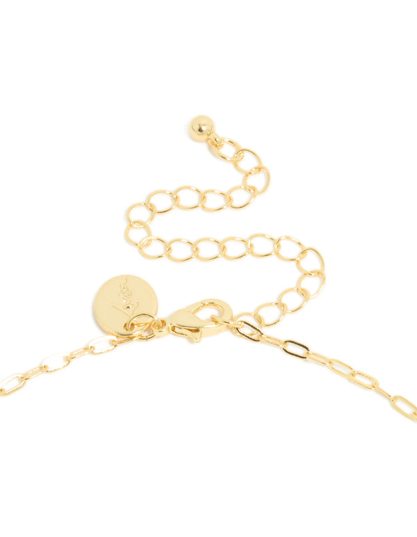 Gold Plated Freshwater Pearls & Heart Cluster Pendant Necklace