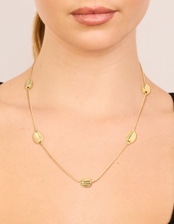 Gold Plated Molten Pebbles Charm Necklace