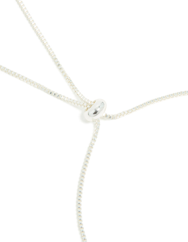Silver Plated Cubic Zirconia Double Layered Toggle Bracelet