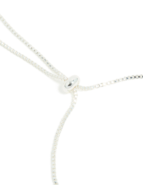 Silver Plated Cubic Zirconia Asymmetrical Toggle Bracelet