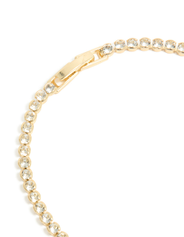Gold Plated Emerald Cubic Zirconia Tennis Bracelet