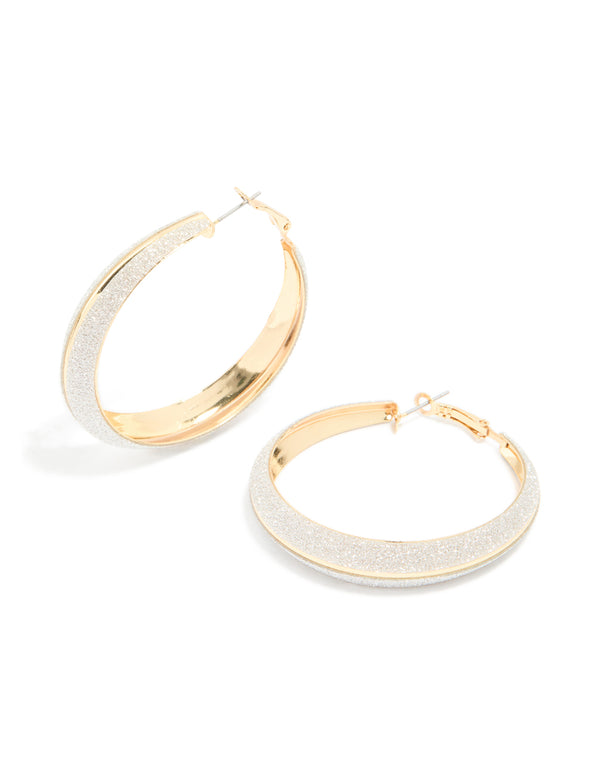 Gold Silver Glitter Hoop Earrings
