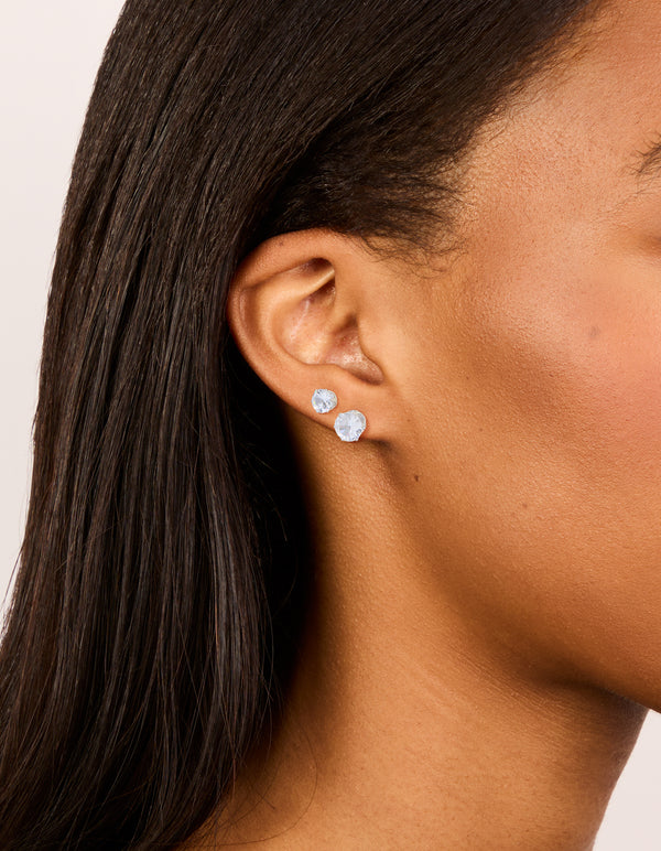 Silver Diamante Graduated Sizes Stud Earrings 2-Pack