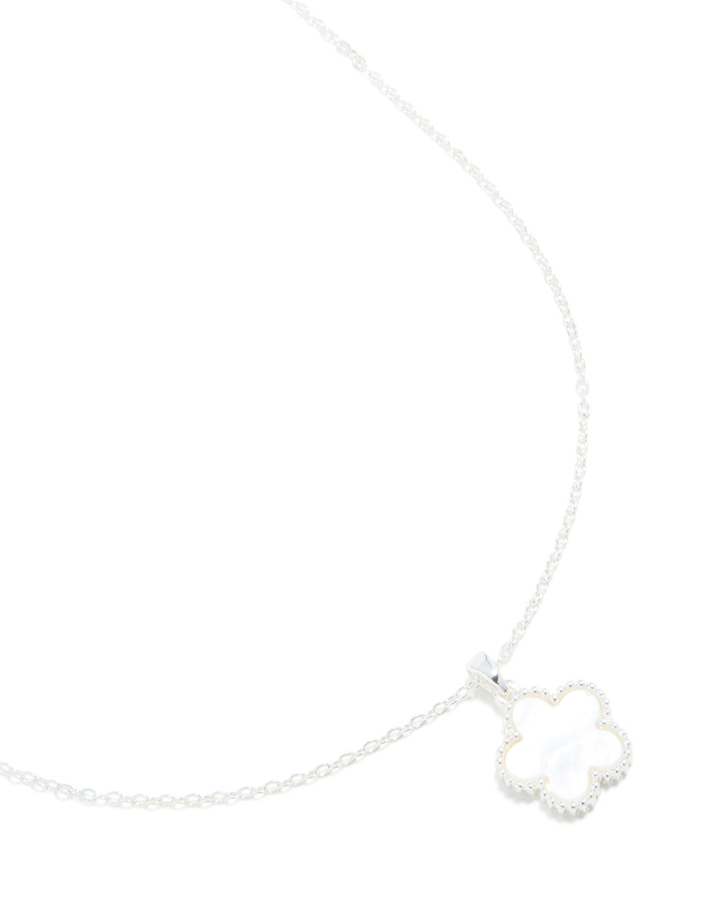 Silver White Flower Pendant Necklace