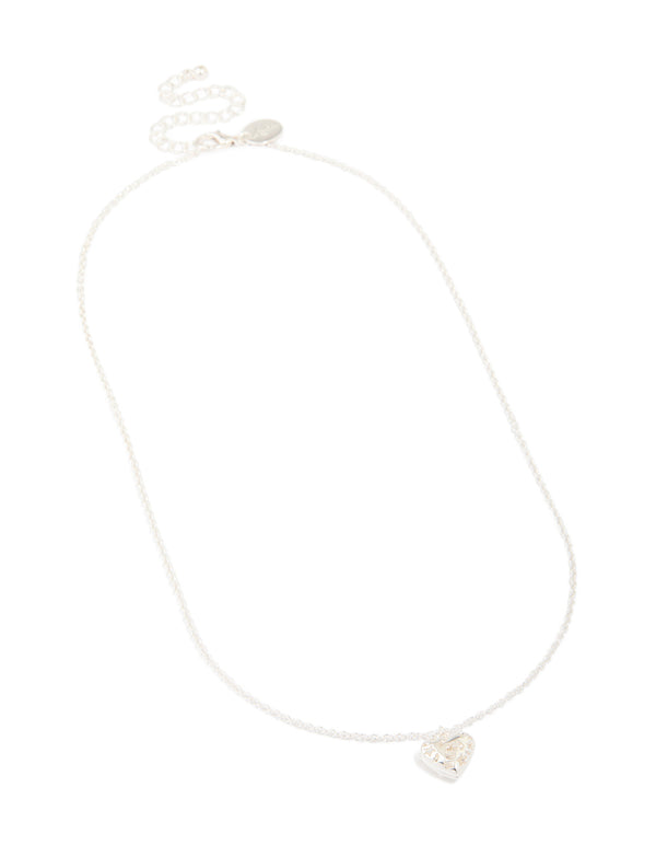 Silver Engraved Bubble Heart Necklace