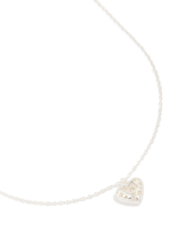 Silver Engraved Bubble Heart Necklace