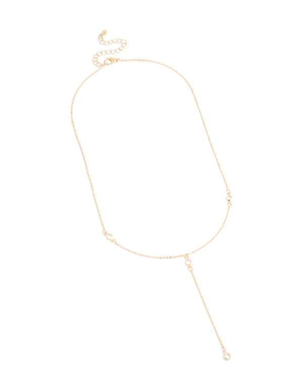 Gold Diamante Y-Necklace