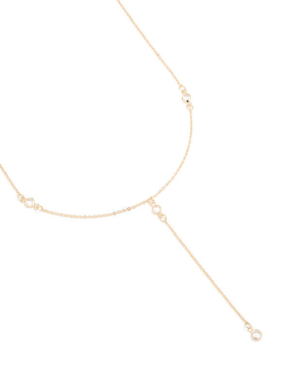 Gold Diamante Y-Necklace