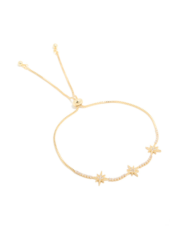 Gold Plated Cubic Zirconia Stars Toggle Bracelet