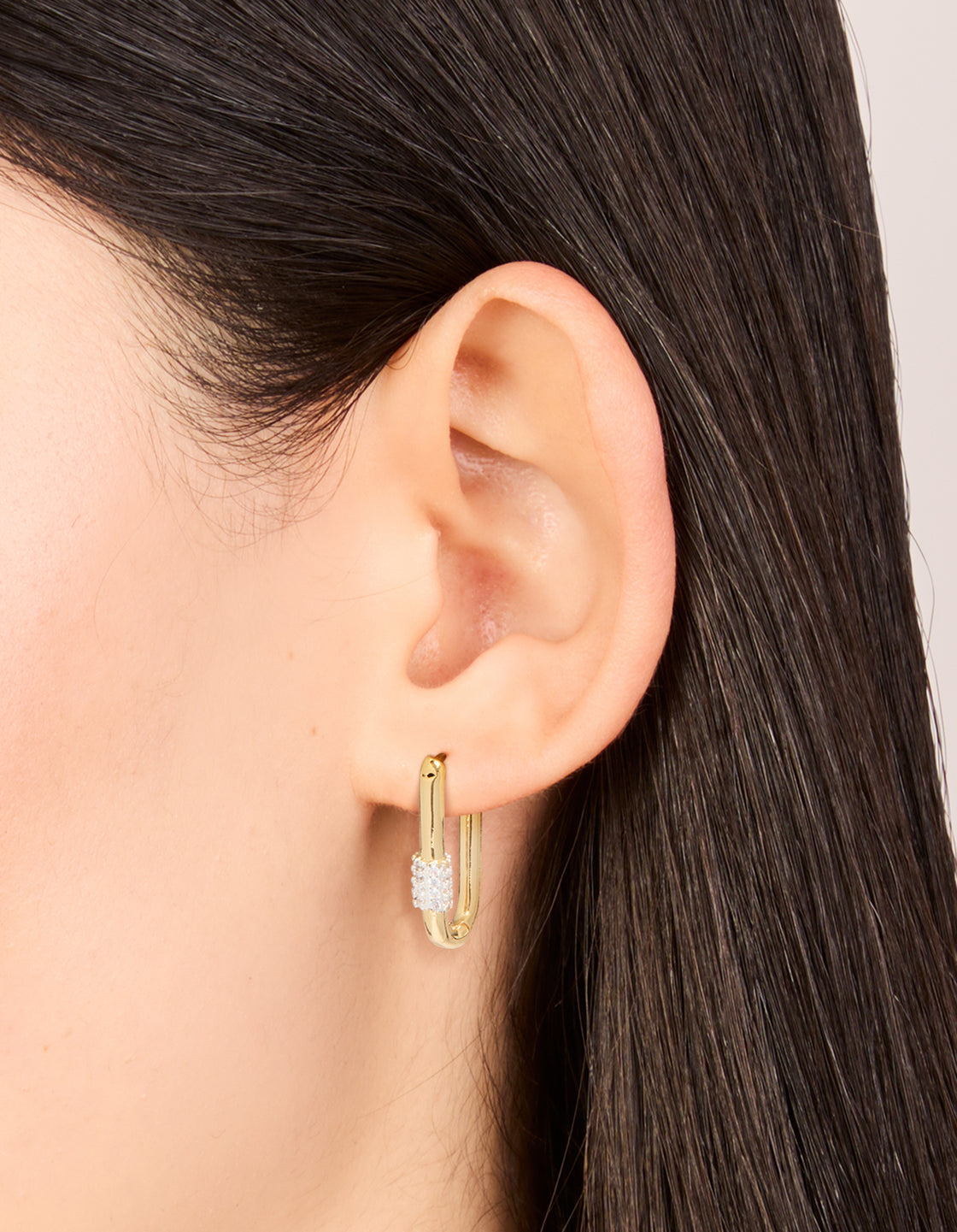 Mixed Metal Plated Carabiner Huggie Earrings