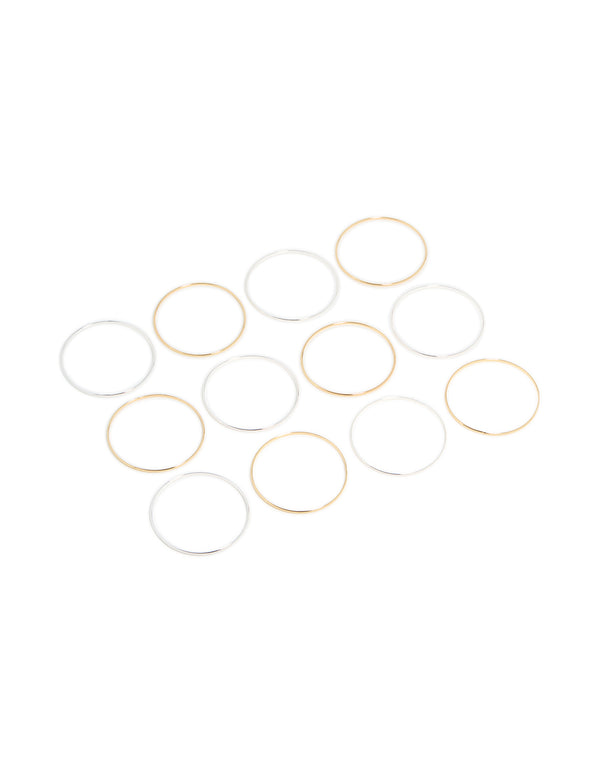 Mixed Metal Plated Thin Bangles 12-Pack