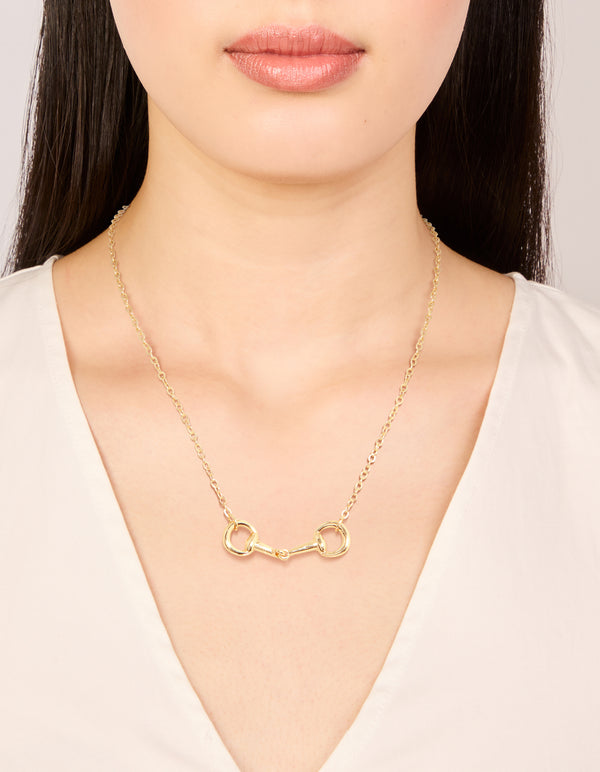 Gold Horsebit Pendant Necklace
