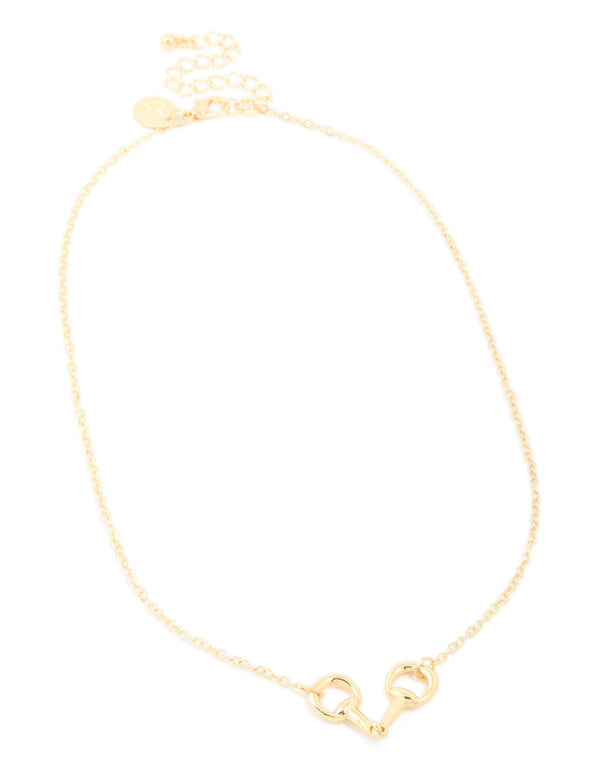 Gold Horsebit Pendant Necklace