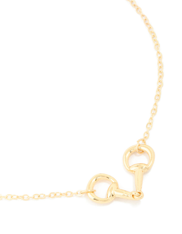 Gold Horsebit Pendant Necklace