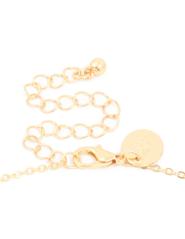 Gold Plated Jade Semi Precious Stone Beaded Station Necklace