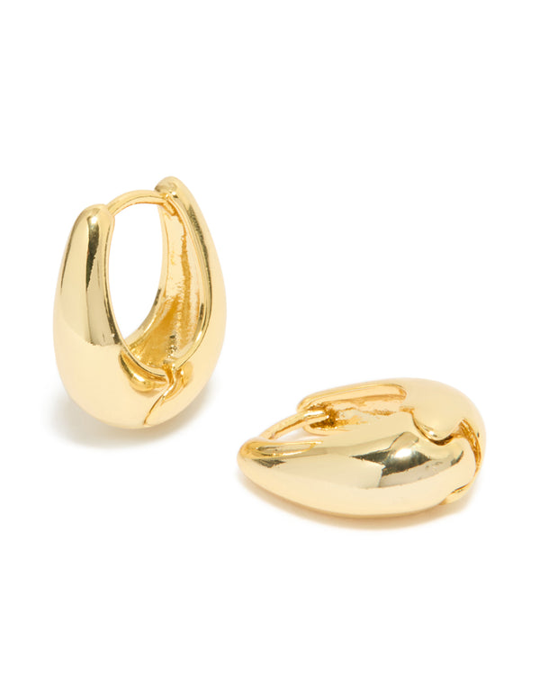 Gold Plated Teardrop Huggie Earrings