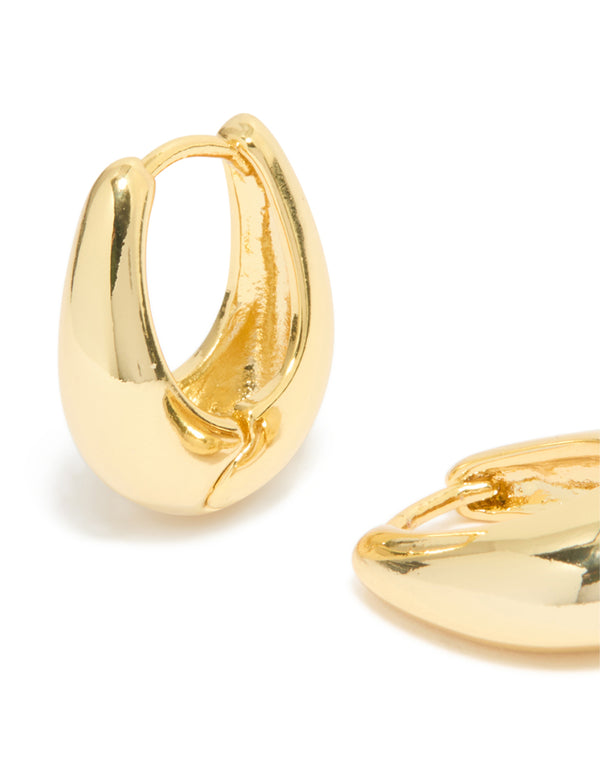 Gold Plated Teardrop Huggie Earrings