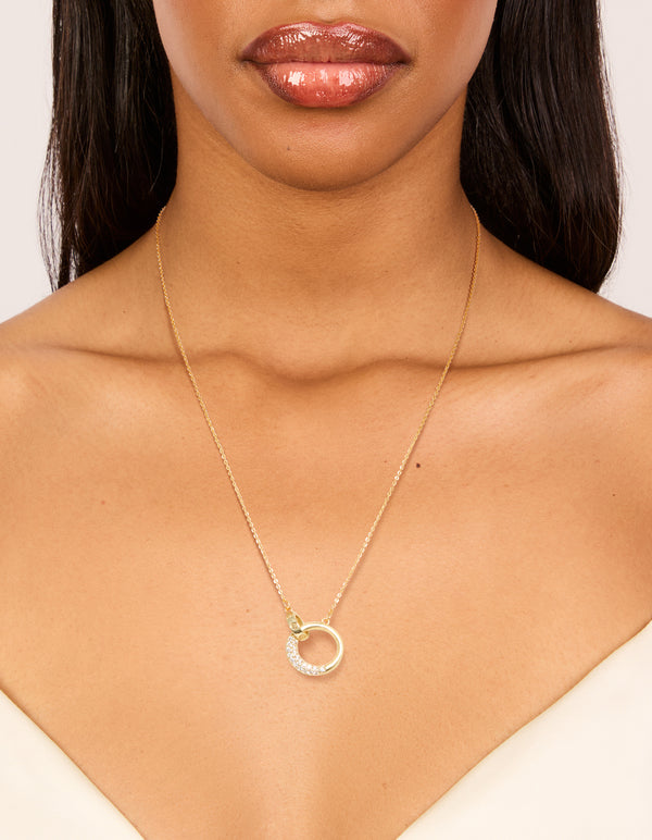 Gold Plated Cubic Zirconia Linked Circle Necklace