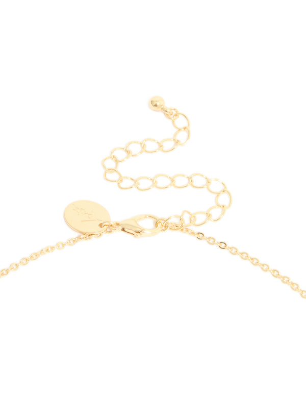 Gold Plated Cubic Zirconia Teardrop & Pearl Y-Necklace