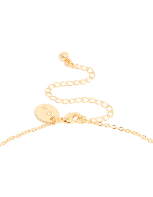 Gold Plated Cubic Zirconia Dainty Vine Spaced Necklace