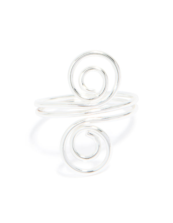 Silver Plated Double Swirl Front Ring